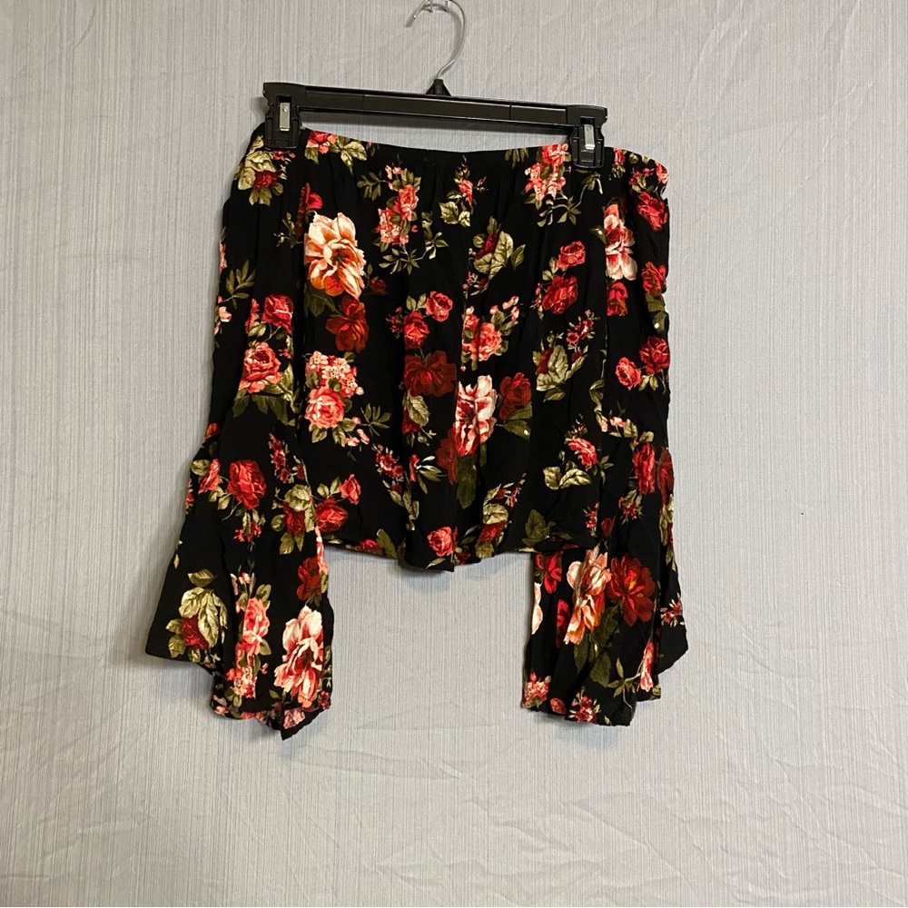 Floral Black Off the Shoulder Blouse